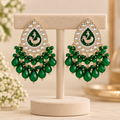 Aarvika Teardrop Peacock Design Earring (Green)