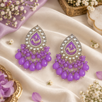 Aarvika Teardrop Peacock Design Earring (Purple)