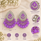 Aarvika Teardrop Peacock Design Earring (Purple)