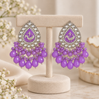Aarvika Teardrop Peacock Design Earring (Purple)