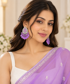 Aarvika Teardrop Peacock Design Earring (Purple)