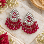 Aarvika Teardrop Peacock Design Earring (Ruby)