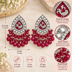 Aarvika Teardrop Peacock Design Earring (Ruby)
