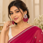 Aarvika Teardrop Peacock Design Earring (Ruby)