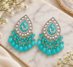 Aarvika Teardrop Peacock Design Earring (Turquoise)