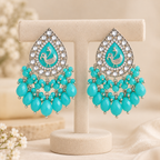 Aarvika Teardrop Peacock Design Earring (Turquoise)