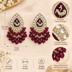 Aarvika Teardrop Peacock Design Earring (Wine)