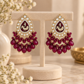 Aarvika Teardrop Peacock Design Earring (Wine)