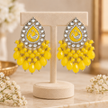 Aarvika Teardrop Peacock Design Earring (Yellow)