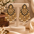 Aarvika Traditional Kundan Earrings with Stone Work & Pearl Danglers, Blue