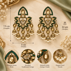 Aarvika Traditional Kundan Earrings with Stone Work & Pearl Danglers, Green