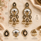 Aarvika Antique Gold Tone Drop Earrings with Pearl Danglers, Black