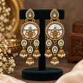 Aarvika Antique Gold Tone Drop Earrings with Pearl Danglers, Mint