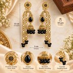 Aarvika Traditional Long Chandelier Jhumka Earrings, Black