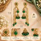 Aarvika Traditional Long Chandelier Jhumka Earrings, Green