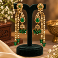 Aarvika Traditional Long Chandelier Jhumka Earrings, Green