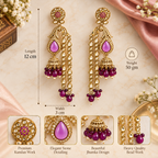 Aarvika Traditional Long Chandelier Jhumka Earrings, Magenta