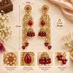 Aarvika Traditional Long Chandelier Jhumka Earrings, Maroon