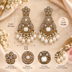 Aarvika Antique Gold Tone Pearl Drop Dangler Earrings
