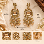 Aarvika Antique Gold Tone Long Dangler Earrings with Champagne Stone