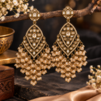 Aarvika Antique Gold Tone Long Dangler Earrings with Crystal Beads