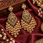 Aarvika Antique Gold Tone Long Dangler Earrings with Crystal Beads