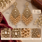 Aarvika Antique Gold Tone Long Dangler Earrings with Crystal Beads