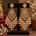 Aarvika Antique Gold Tone Long Dangler Earrings with Crystal Beads