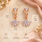 Aarvika Rose Gold Tone Drop Earrings with Cubic Zirconia Fan