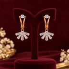 Aarvika Rose Gold Tone Drop Earrings with Cubic Zirconia Fan