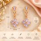 Aarvika Rose Gold Tone Cubic Zirconia Baguette Drop Earrings