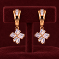 Aarvika Rose Gold Tone Cubic Zirconia Baguette Drop Earrings