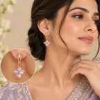Aarvika Rose Gold Tone Cubic Zirconia Baguette Drop Earrings