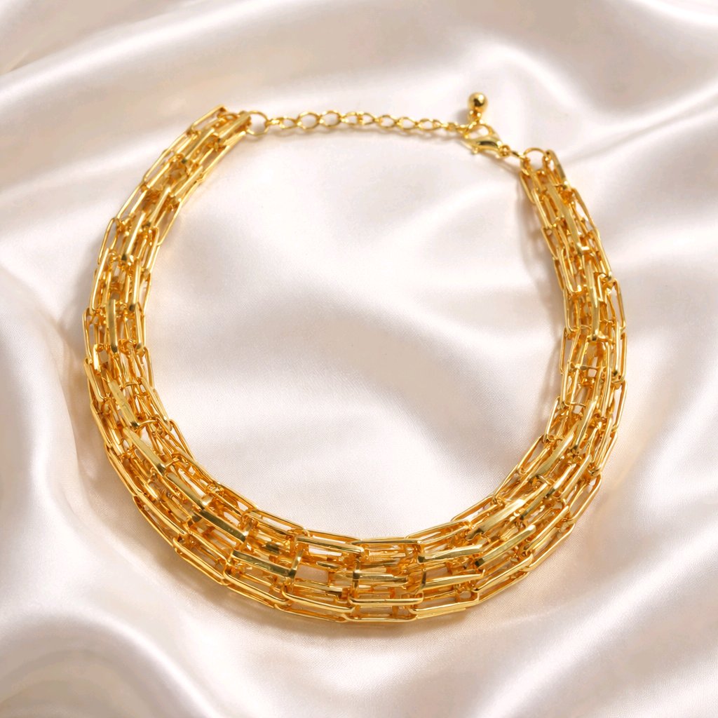 Aarvika Luxe Multi-Link Statement Necklace – back view
