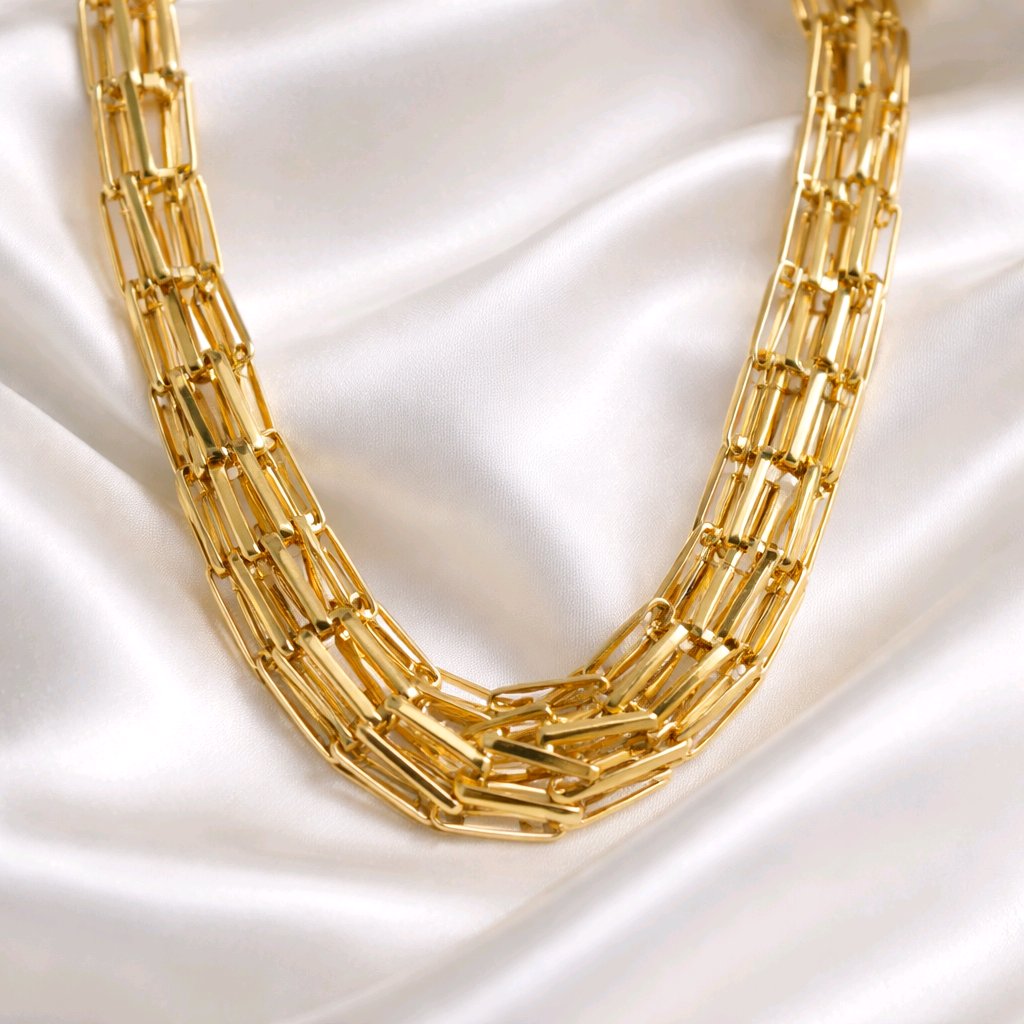 Aarvika Luxe Multi-Link Statement Necklace – close-up detail