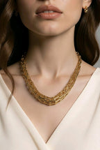 Aarvika Luxe Multi-Link Statement Necklace – flat lay