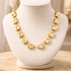 Aarvika Luxe Square-Link Gold Statement Necklace – side view