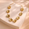 Aarvika Luxe Square-Link Gold Statement Necklace – front view