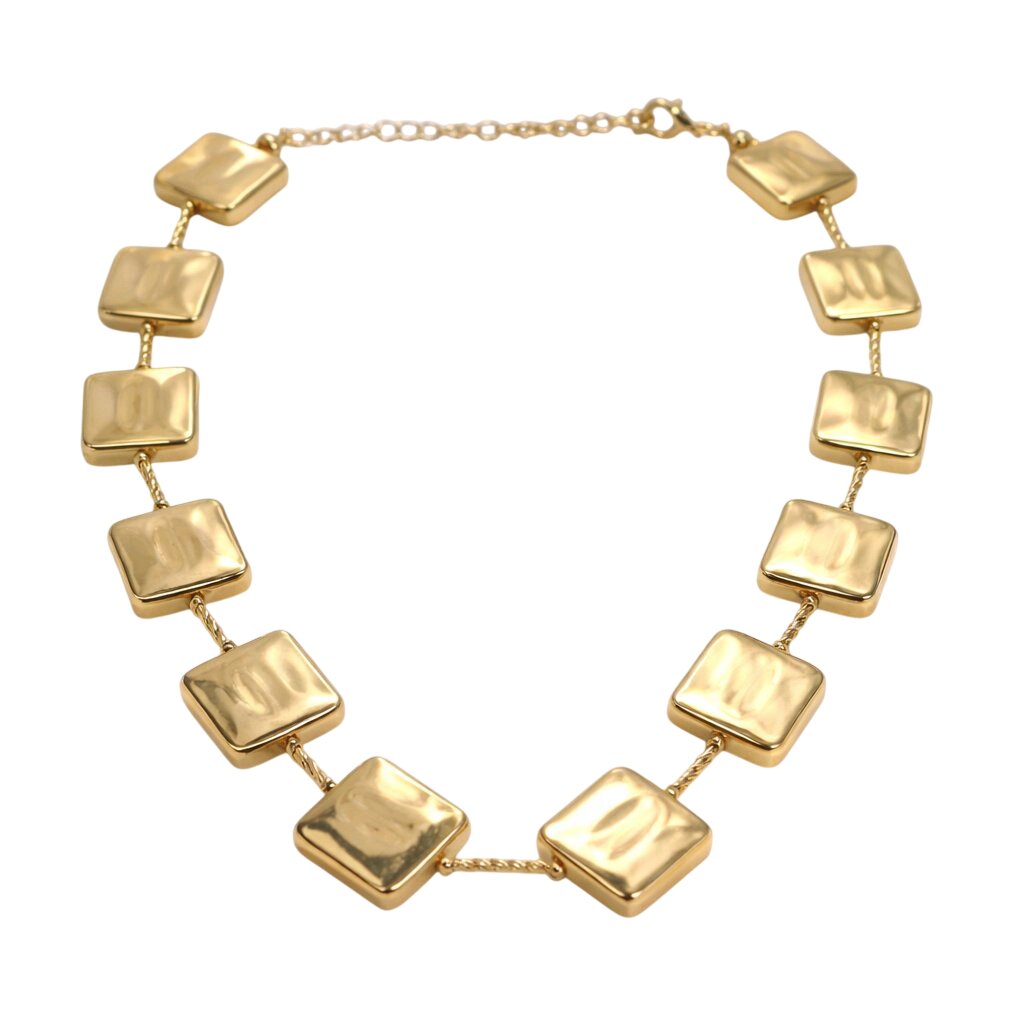 Aarvika Luxe Square-Link Gold Statement Necklace – full set