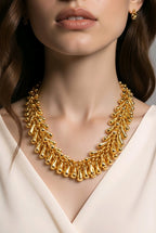 Aarvika Gold-Plated Luxe Droplet Fringe Necklace – back view