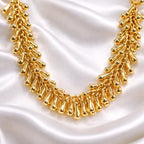 Aarvika Gold-Plated Luxe Droplet Fringe Necklace – side view