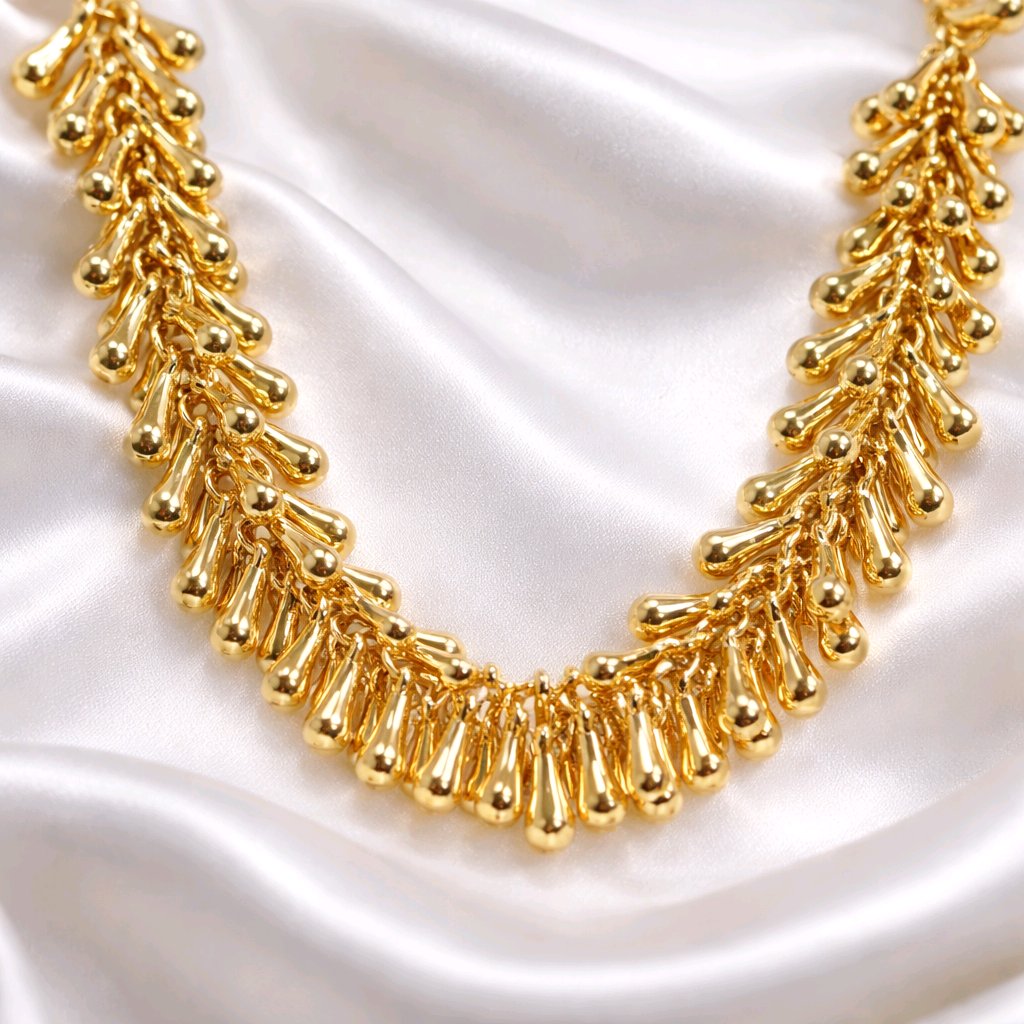 Aarvika Gold-Plated Luxe Droplet Fringe Necklace – side view