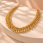 Aarvika Gold-Plated Luxe Droplet Fringe Necklace – model wearing