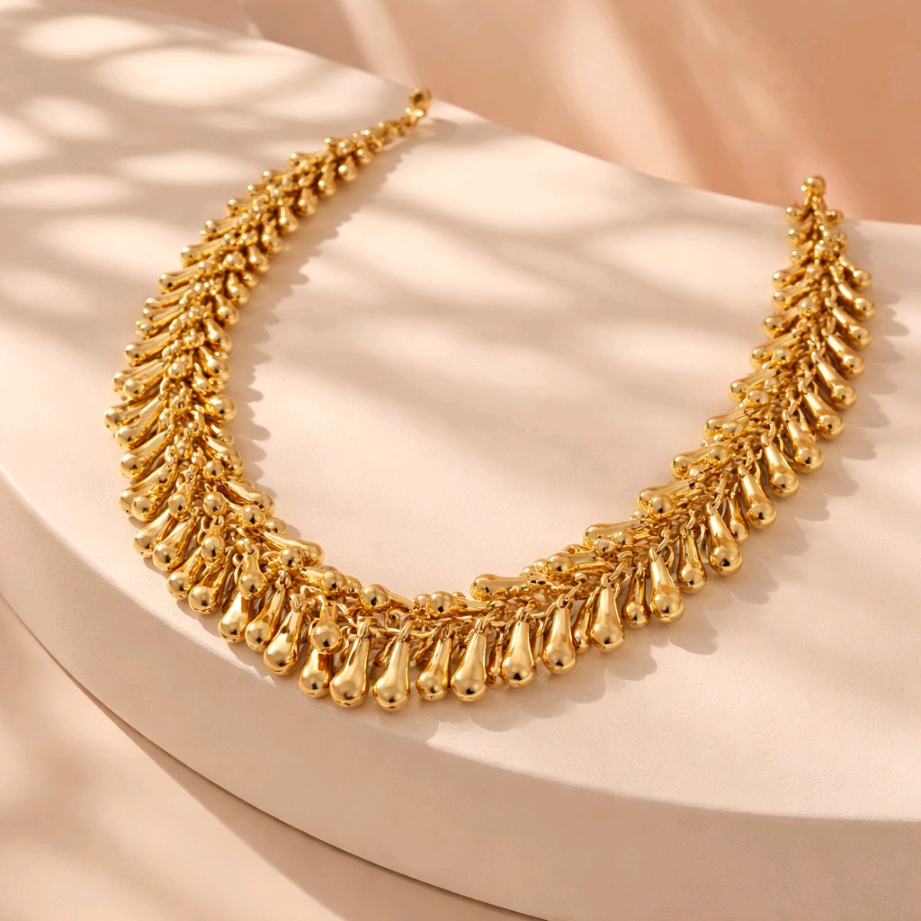 Aarvika Gold-Plated Luxe Droplet Fringe Necklace – model wearing