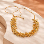 Aarvika Gold-Plated Luxe Droplet Fringe Necklace – close-up detail