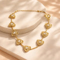 Aarvika Luxe Golden Pearl Triangle Statement Necklace – front view
