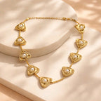 Aarvika Luxe Golden Pearl Triangle Statement Necklace – front view