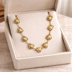 Aarvika Luxe Golden Pearl Triangle Statement Necklace – side view