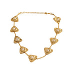 Aarvika Luxe Golden Pearl Triangle Statement Necklace – back view