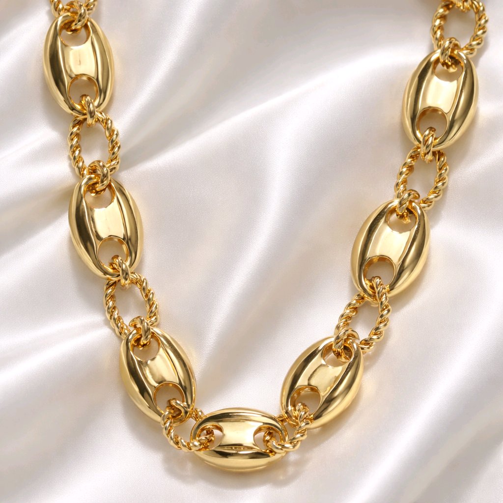 Aarvika Gold-Plated Luxe Oval Link Chain Necklace – back view